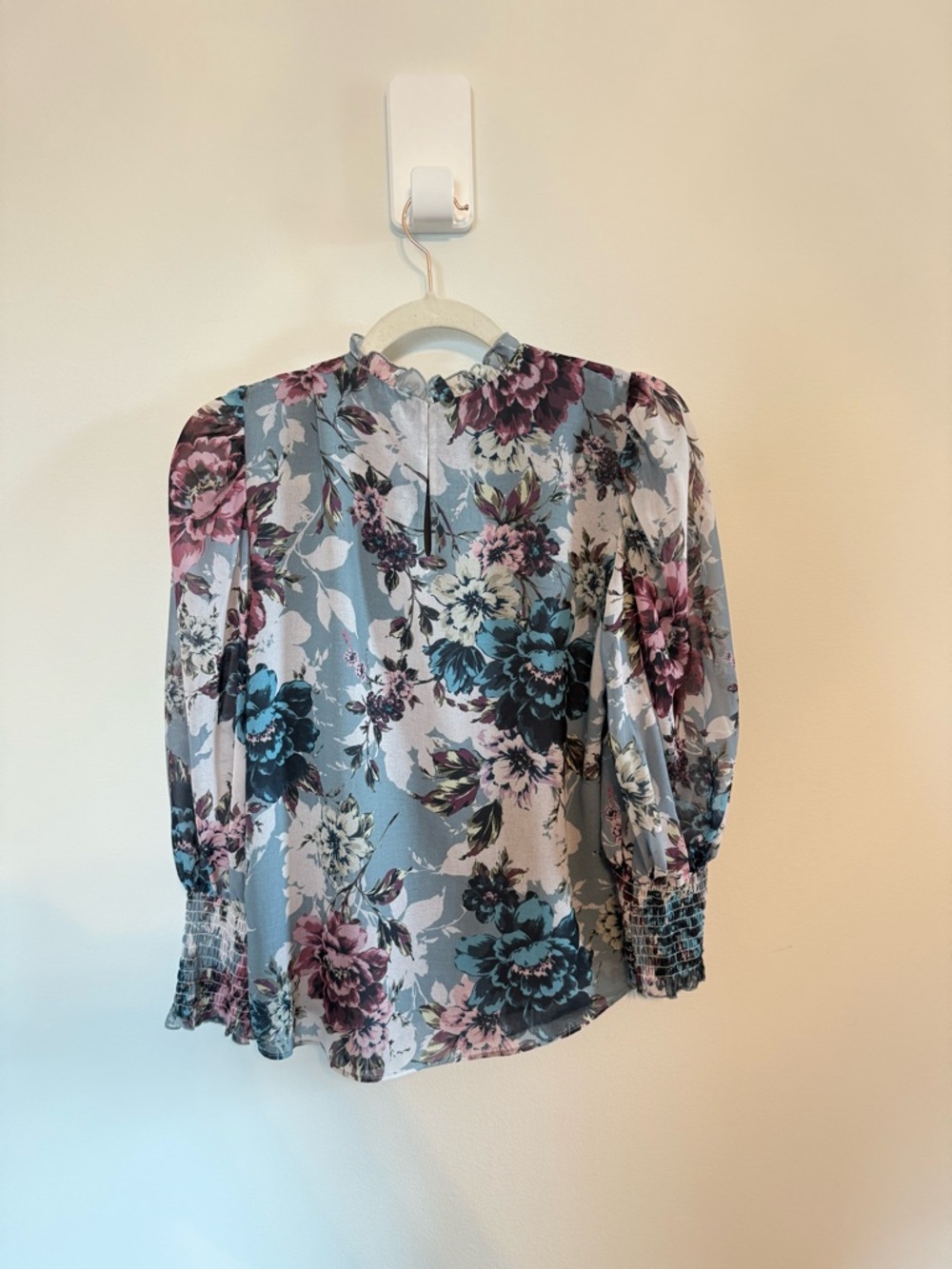 Amanda Uprichard • Blue Floral Puff Sleeve Top Helene Blouse Color Victoria Sz P - Picture 8 of 10